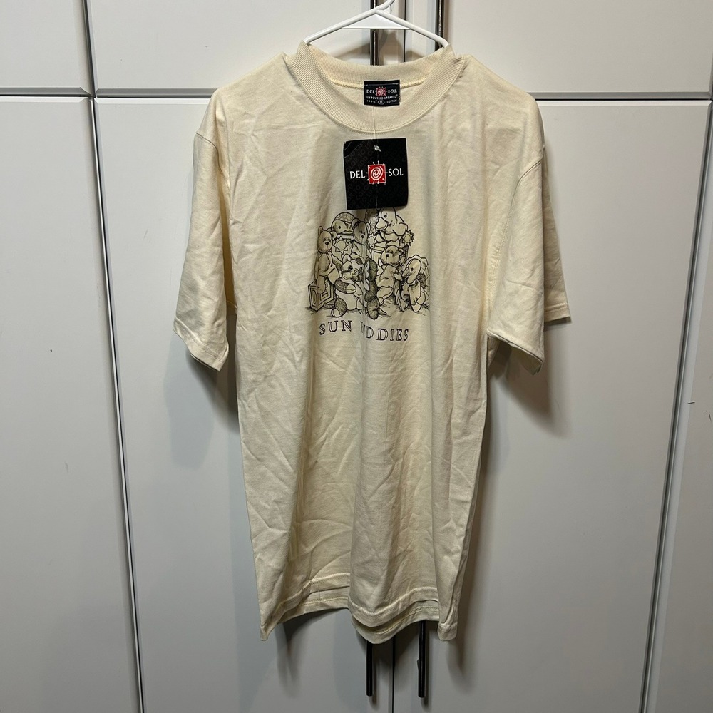 Del Sol Sun Buddies Graphic T-Shirt Cream Vintage Style Sun‎ Powered Medium